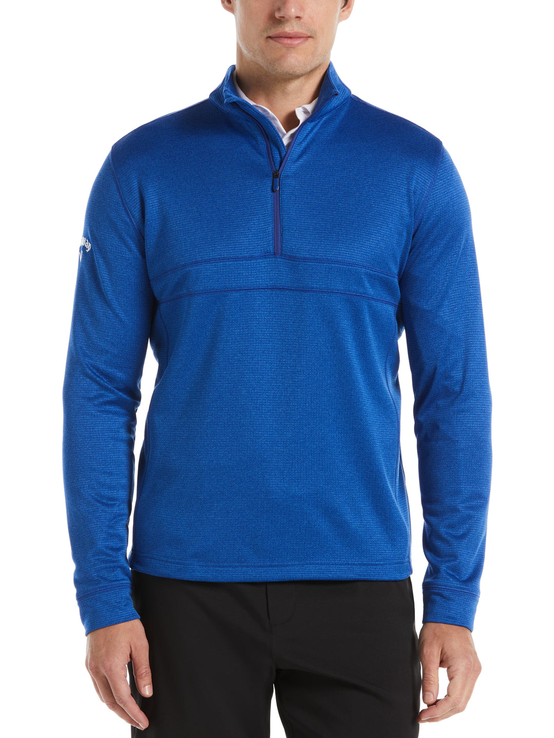 Waffle 1/4 Zip Golf Pullover (Mazarine Bl Htr) 