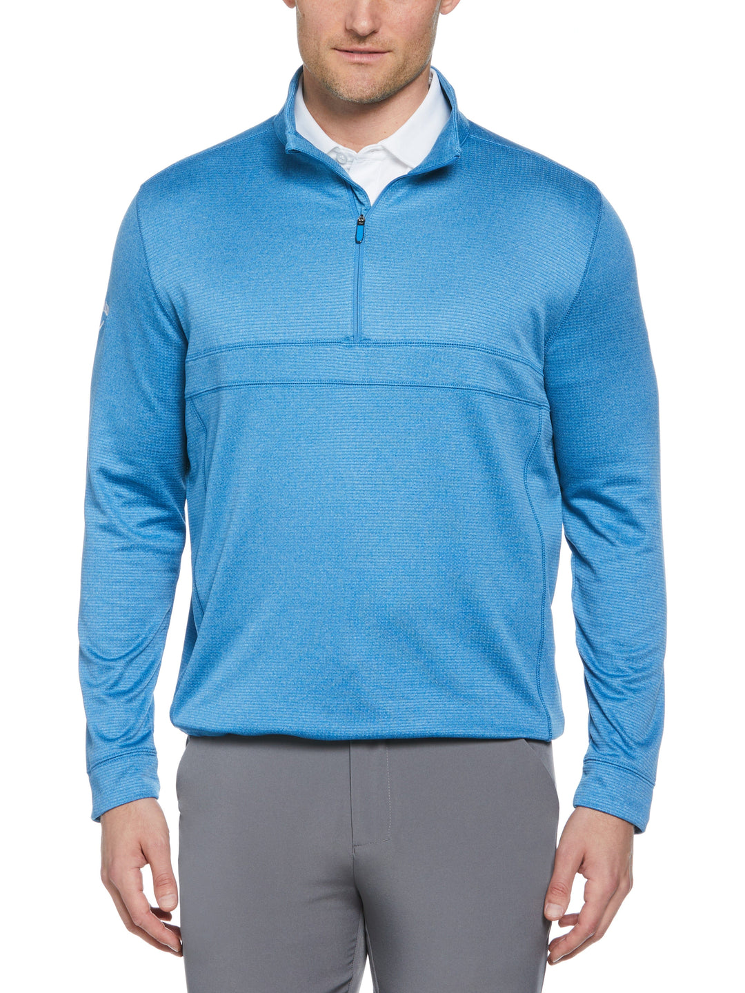 Waffle 1/4 Zip Golf Pullover (Vallarta Blue Htr) 