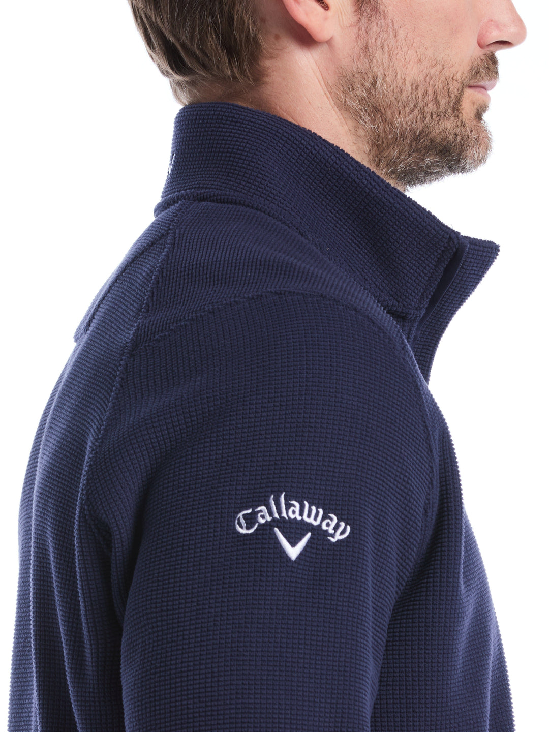 Mens Waffle 1/4 Zip Long Sleeve (Peacoat) 