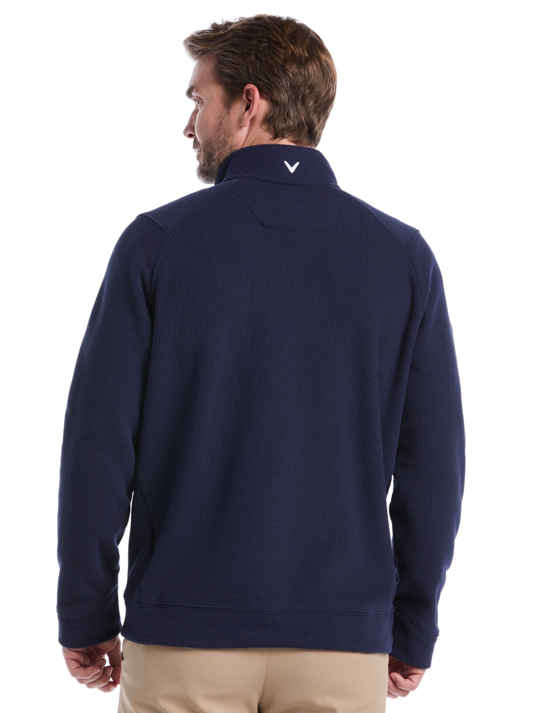 Mens Waffle 1/4 Zip Long Sleeve (Peacoat) 
