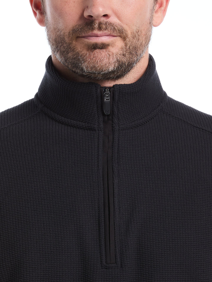 Mens Waffle 1/4 Zip Long Sleeve (Caviar) 