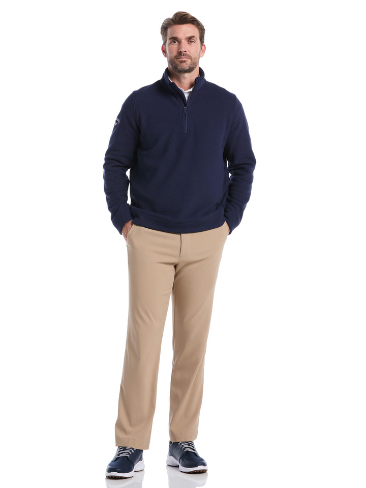 Mens Waffle 1/4 Zip Long Sleeve (Peacoat) 