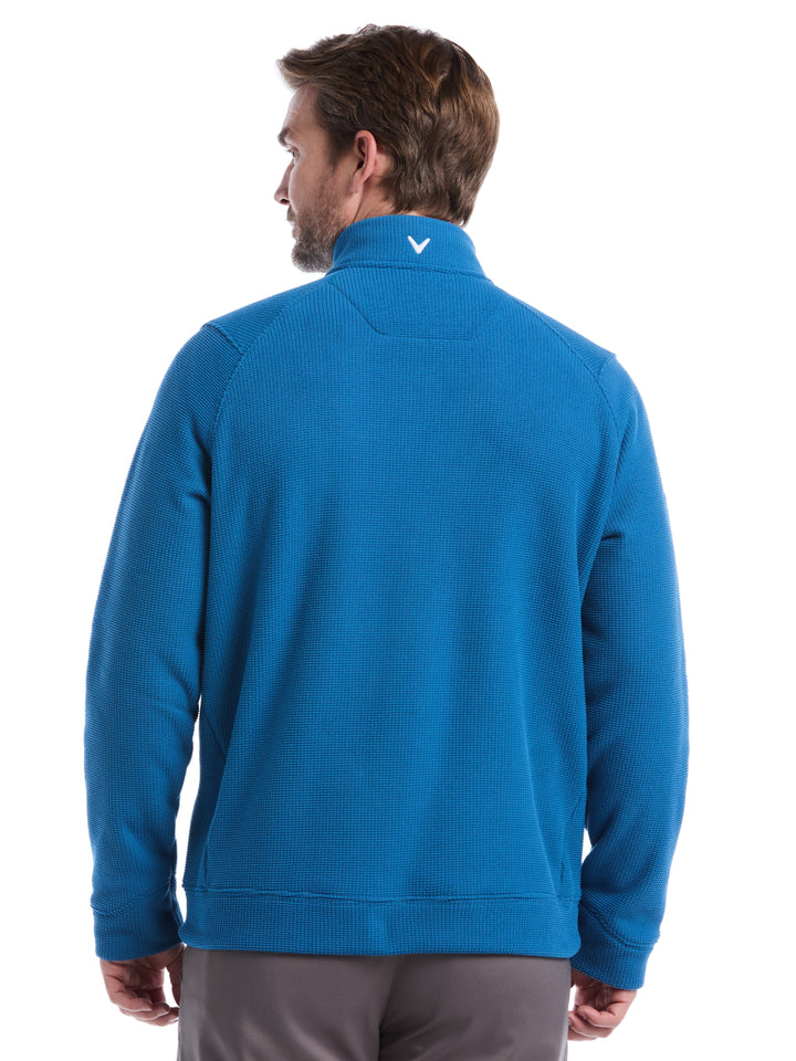 Mens Waffle 1/4 Zip Long Sleeve (Blue Sapphire) 
