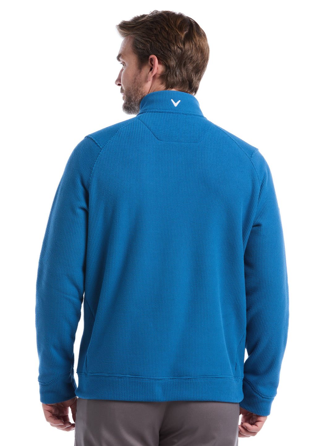 Mens Waffle 1/4 Zip Long Sleeve (Blue Sapphire) 