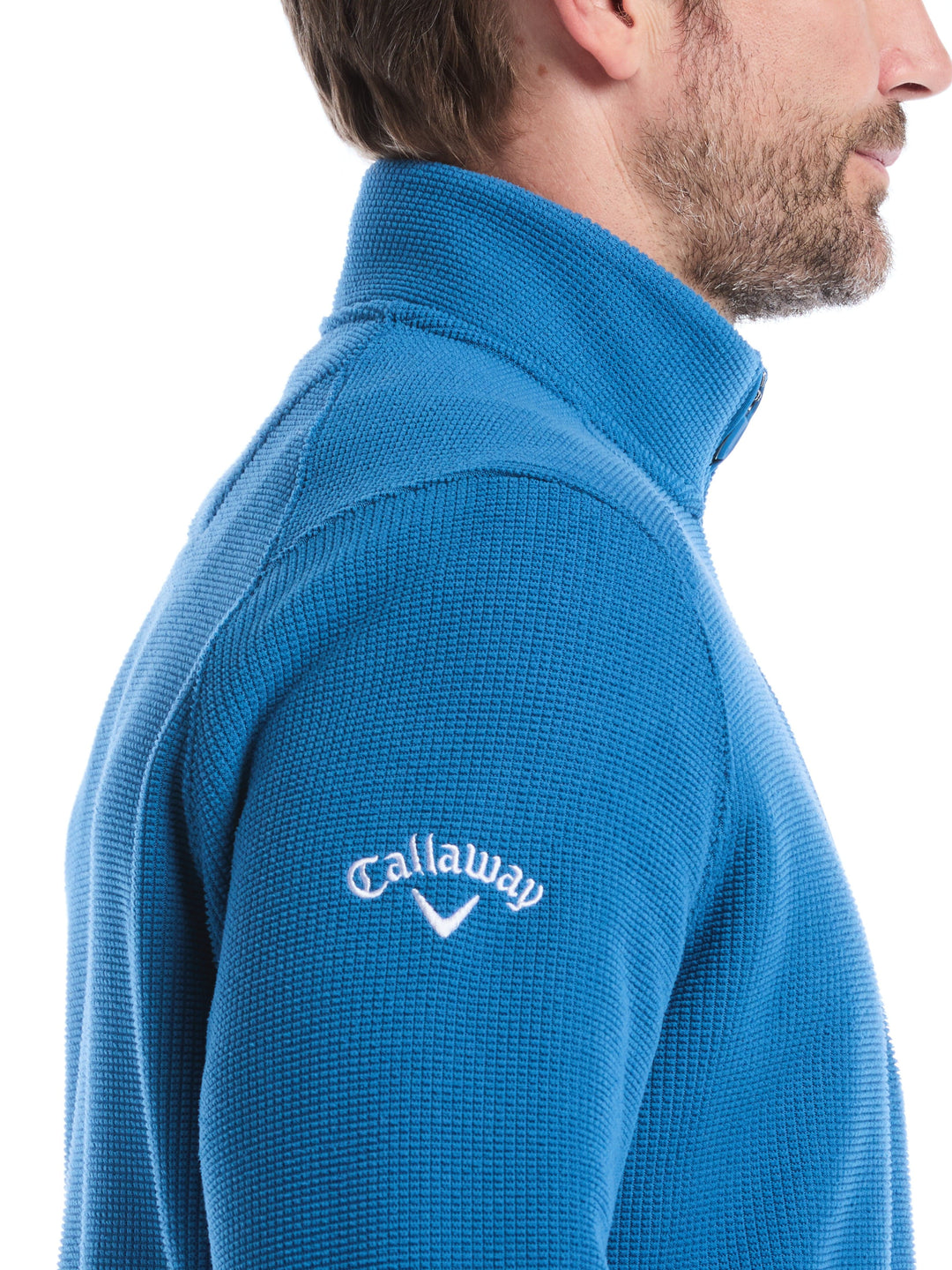 Mens Waffle 1/4 Zip Long Sleeve (Blue Sapphire) 