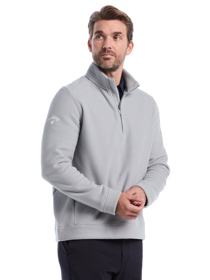 Mens Waffle 1/4 Zip Long Sleeve (Concrete) 