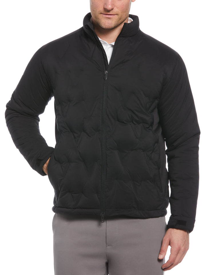 Welded Chevron Print Full Zip Puffer Golf Jacket (Caviar) 