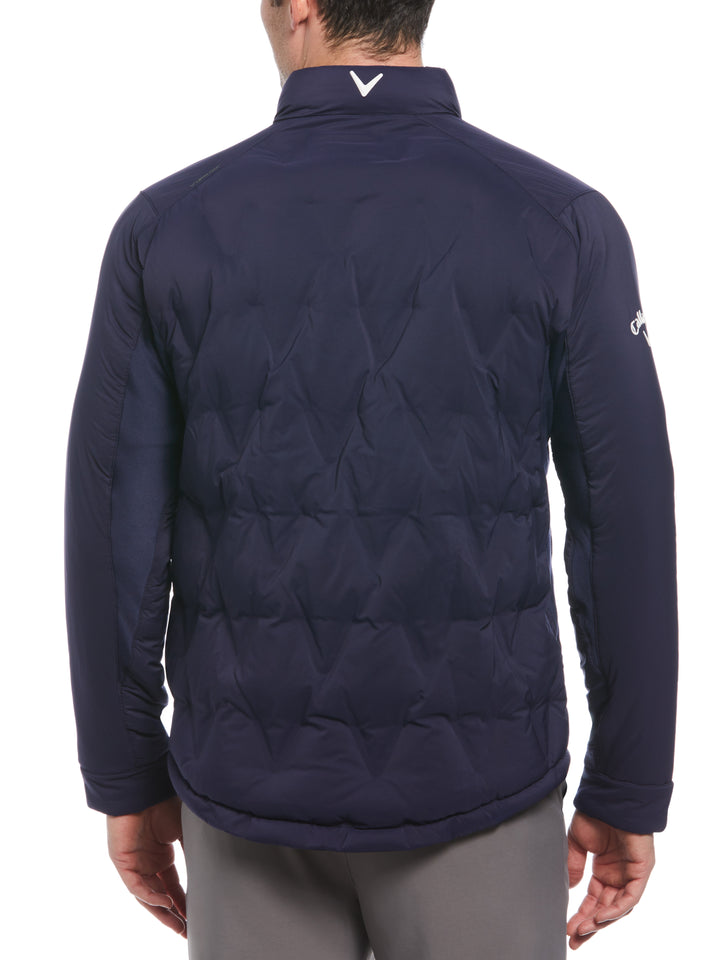 Welded Chevron Print Full Zip Puffer Golf Jacket (Peacoat) 