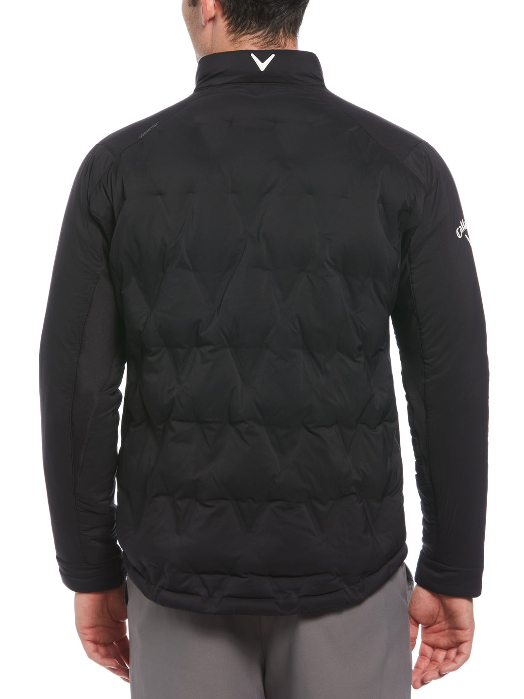 Welded Chevron Print Full Zip Puffer Golf Jacket (Caviar) 