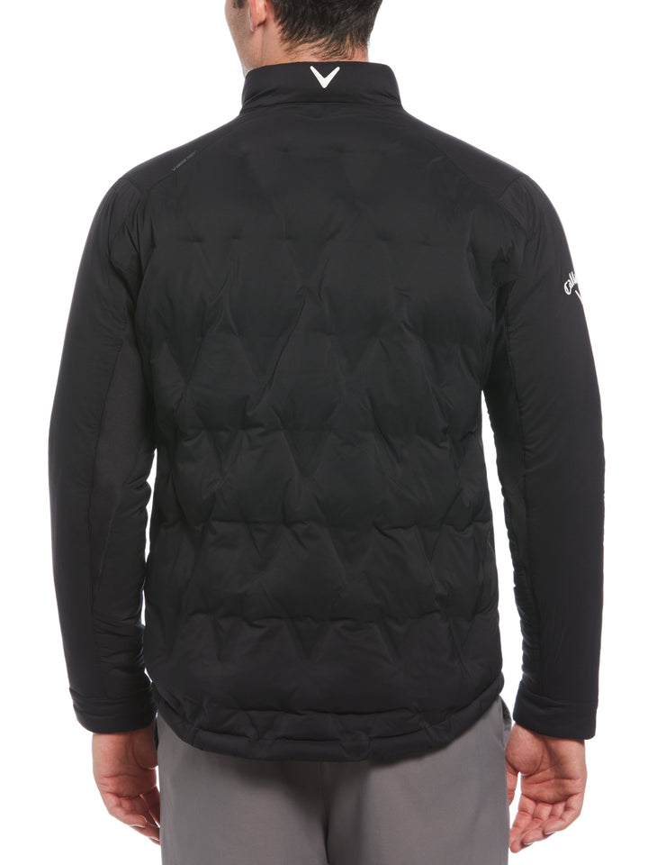 Welded Chevron Print Full Zip Puffer Golf Jacket (Caviar) 