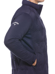 Welded Chevron Print Full Zip Puffer Golf Jacket (Peacoat) 