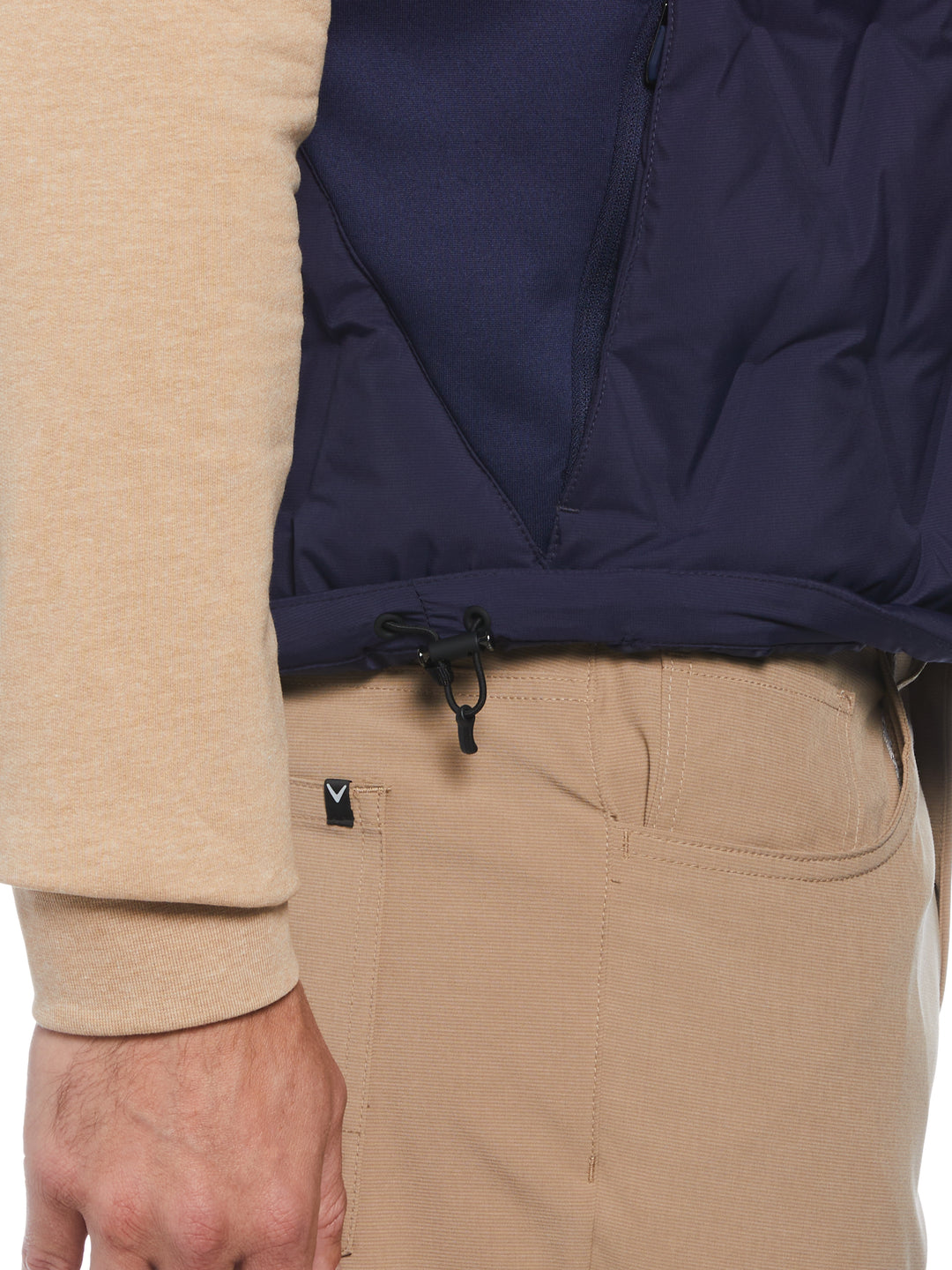 Welded Chevron Print Full Zip Puffer Golf Vest (Peacoat) 