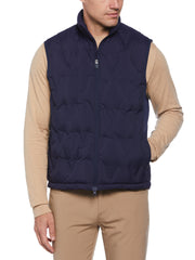 Welded Chevron Print Full Zip Puffer Golf Vest (Peacoat) 