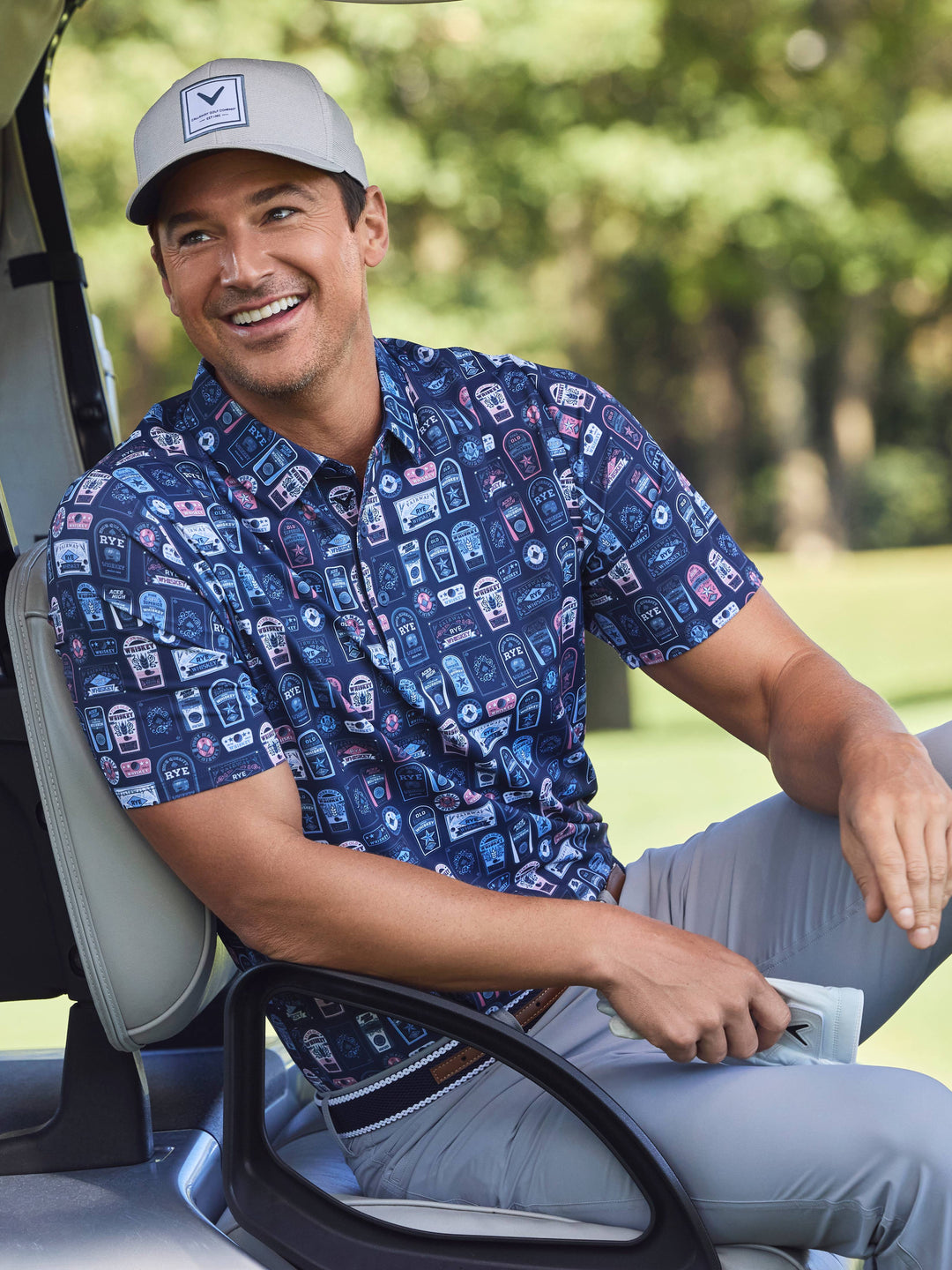 Mens Whiskey Ace Print Polo-Polos-Callaway