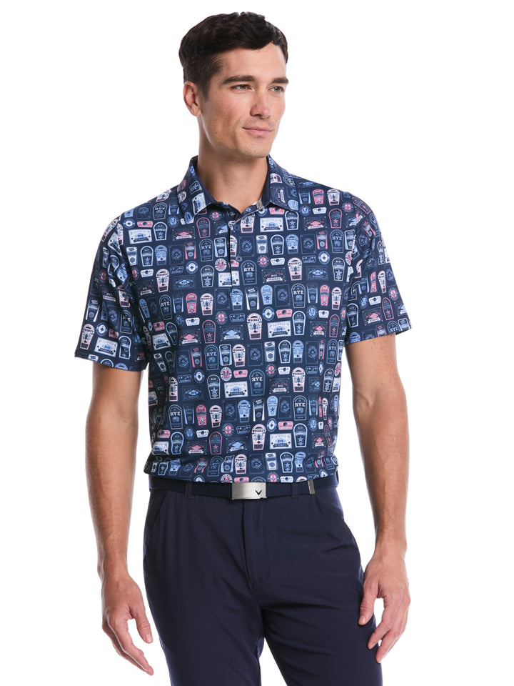 Whiskey Ace Print Golf Polo (Peacoat) 