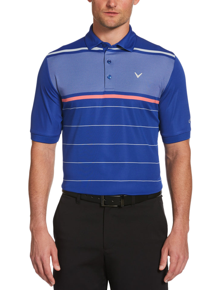 Mens Yarn Dyed Engineered Oxford Chest Block Swing Tech Polo-Polos-Callaway