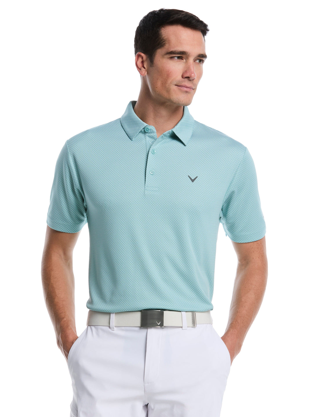 Pro Spin Chevron Jacquard Golf Polo (Aquifer) 
