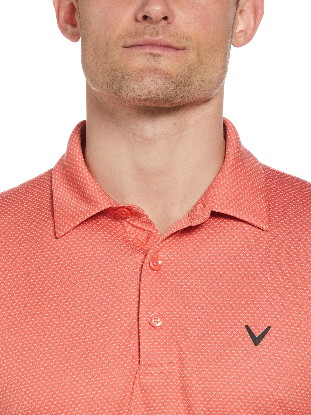 Pro Spin Chevron Jacquard Golf Polo (Spiced Coral) 