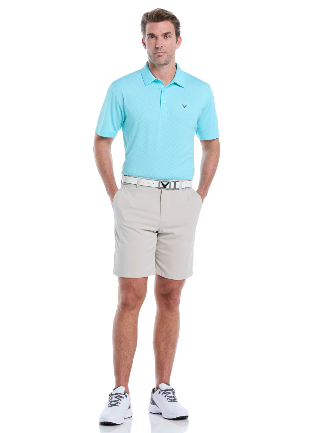 Pro Spin Chevron Jacquard Golf Polo (Ceramic) 