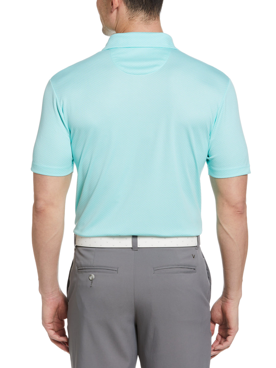 Pro Spin Chevron Jacquard Golf Polo (Aruba Blue) 