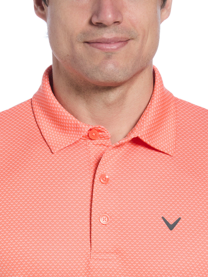 Pro Spin Chevron Jacquard Golf Polo (Coral Chic) 