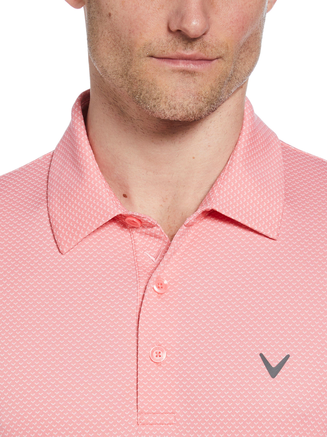 Pro Spin Chevron Jacquard Golf Polo (Strawberry Pink) 