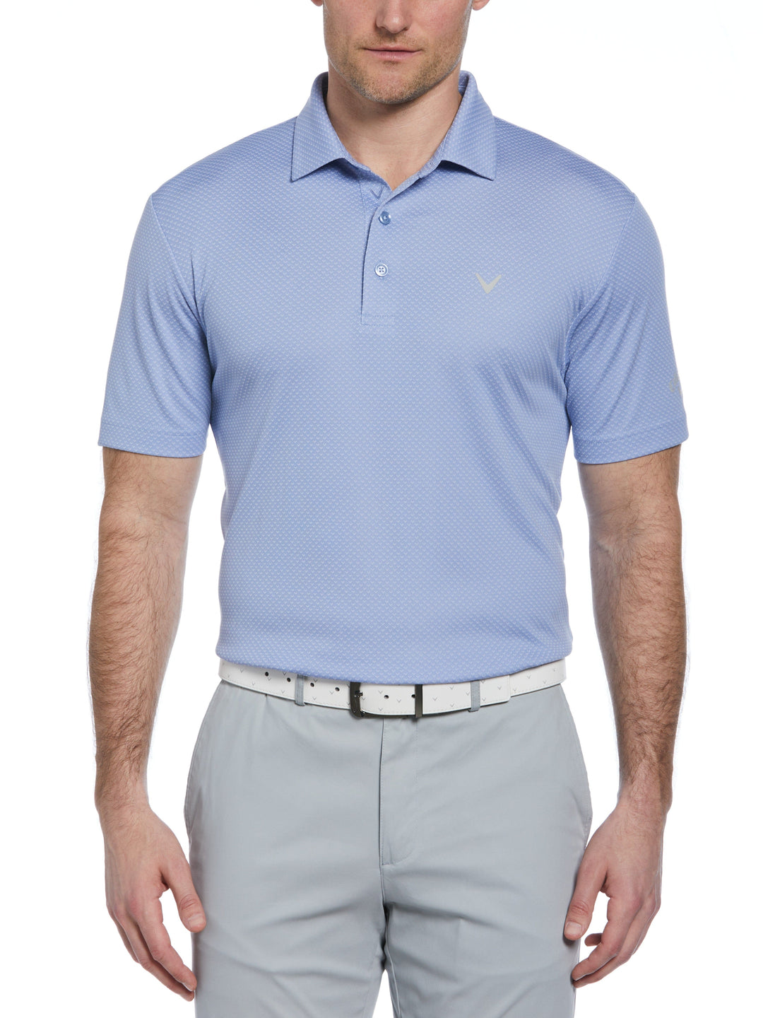 Pro Spin Chevron Jacquard Golf Polo (Chambray) 