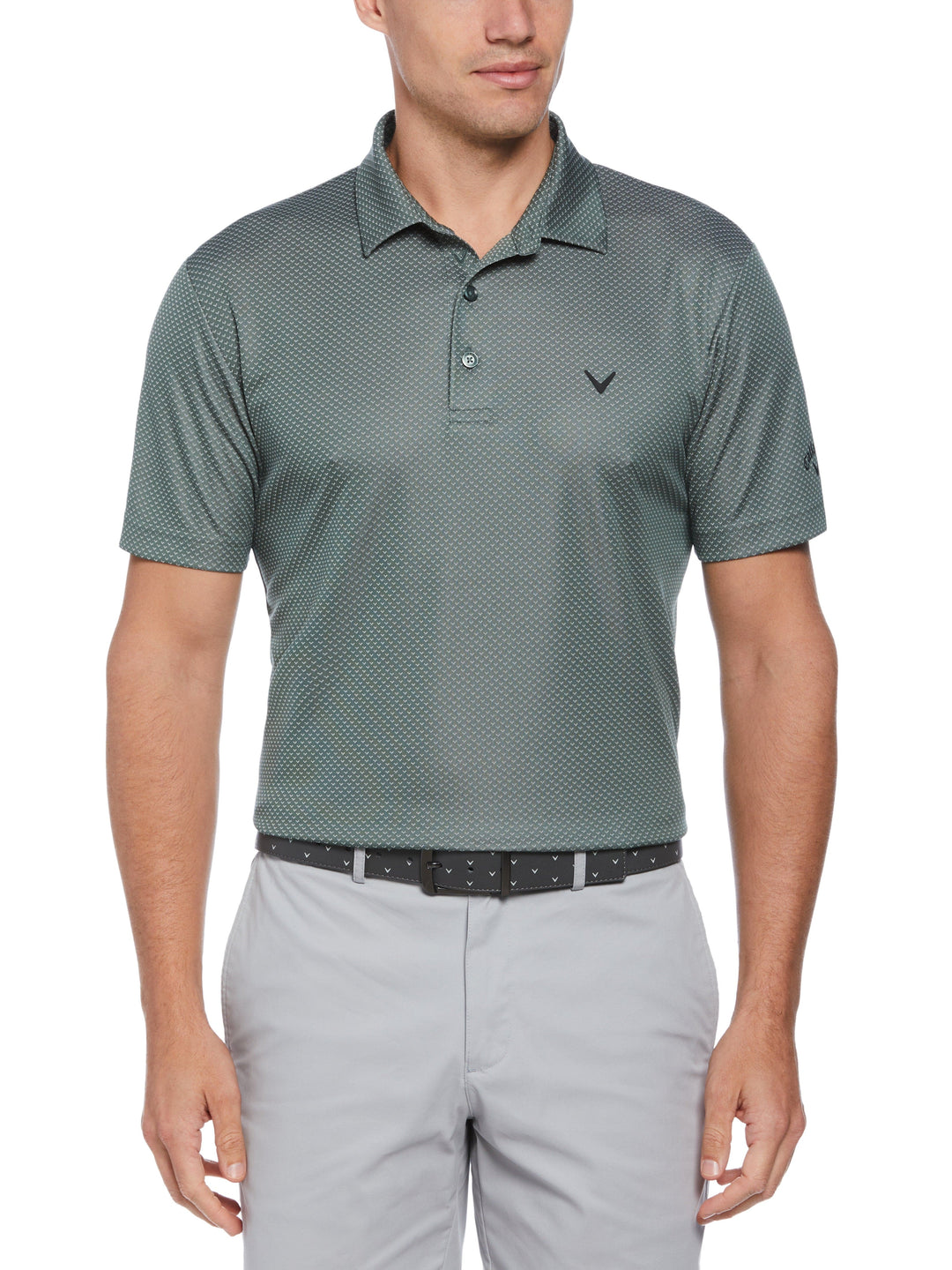 Pro Spin Chevron Jacquard Golf Polo (Dark Forest) 