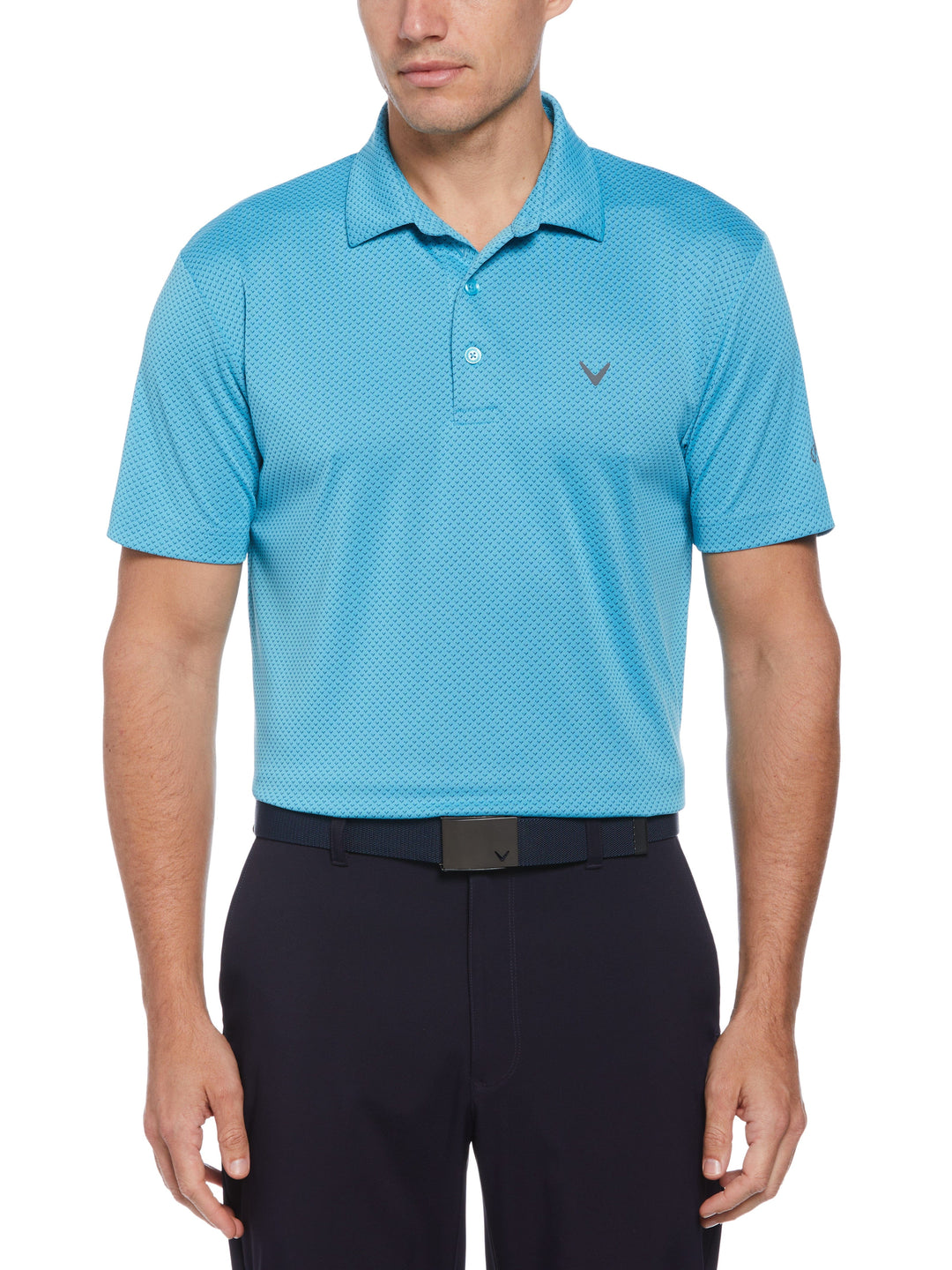 Pro Spin Chevron Jacquard Golf Polo (Scuba Blue) 