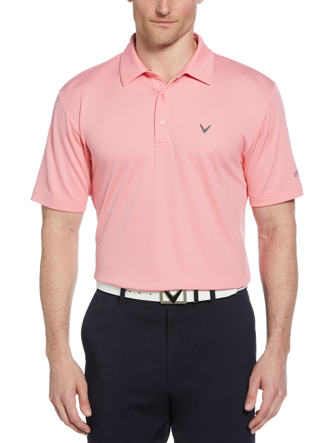 Pro Spin Chevron Jacquard Golf Polo (Strawberry Pink) 