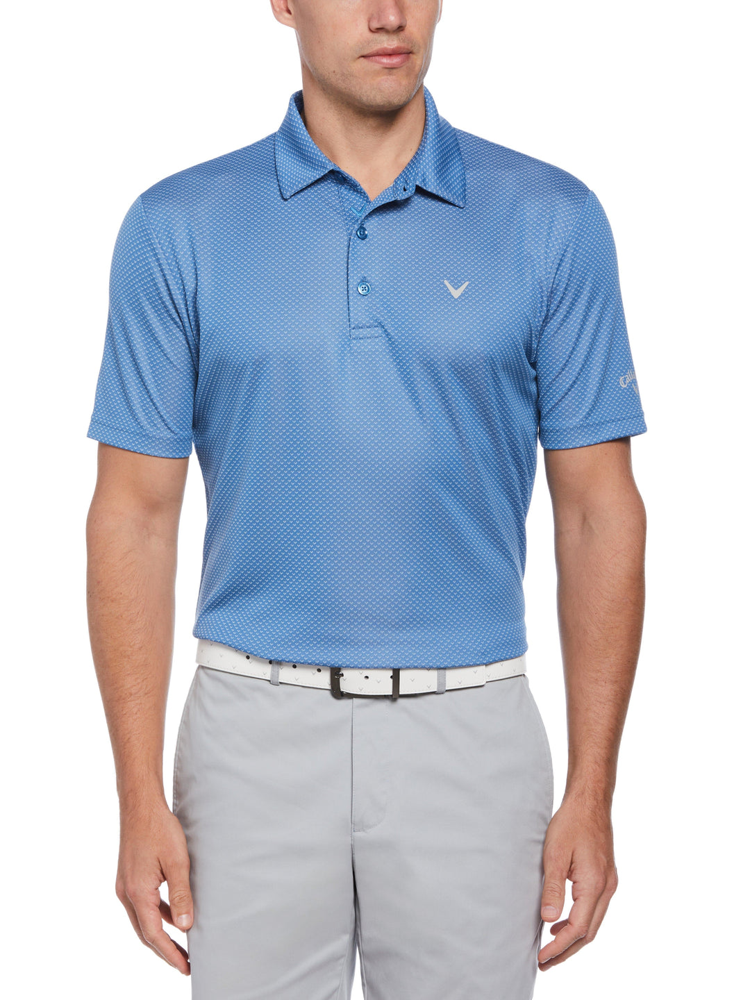 Pro Spin Chevron Jacquard Golf Polo (Vallarta Blue) 