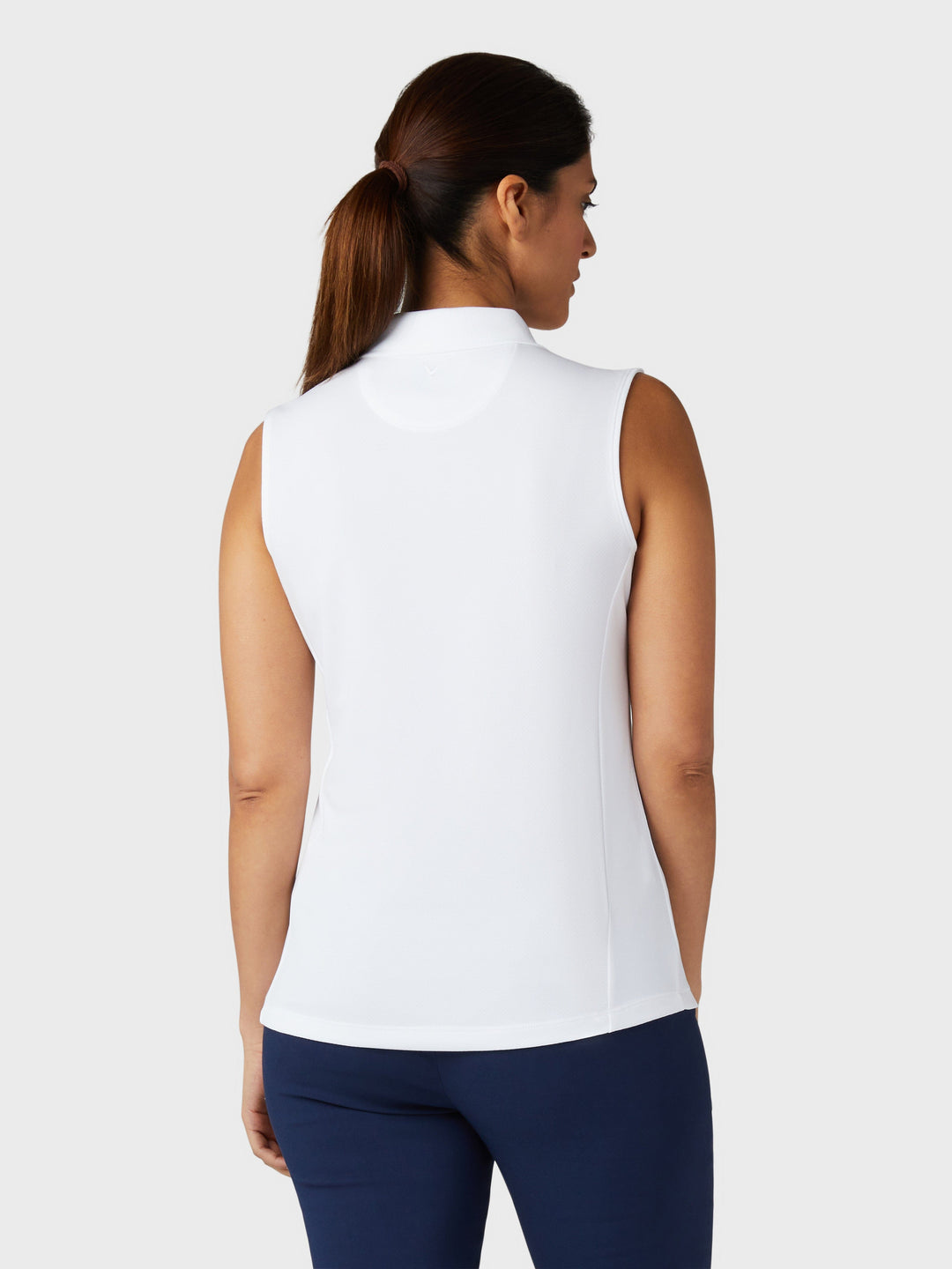Sleeveless Solid Knit Polo (Bright White) 