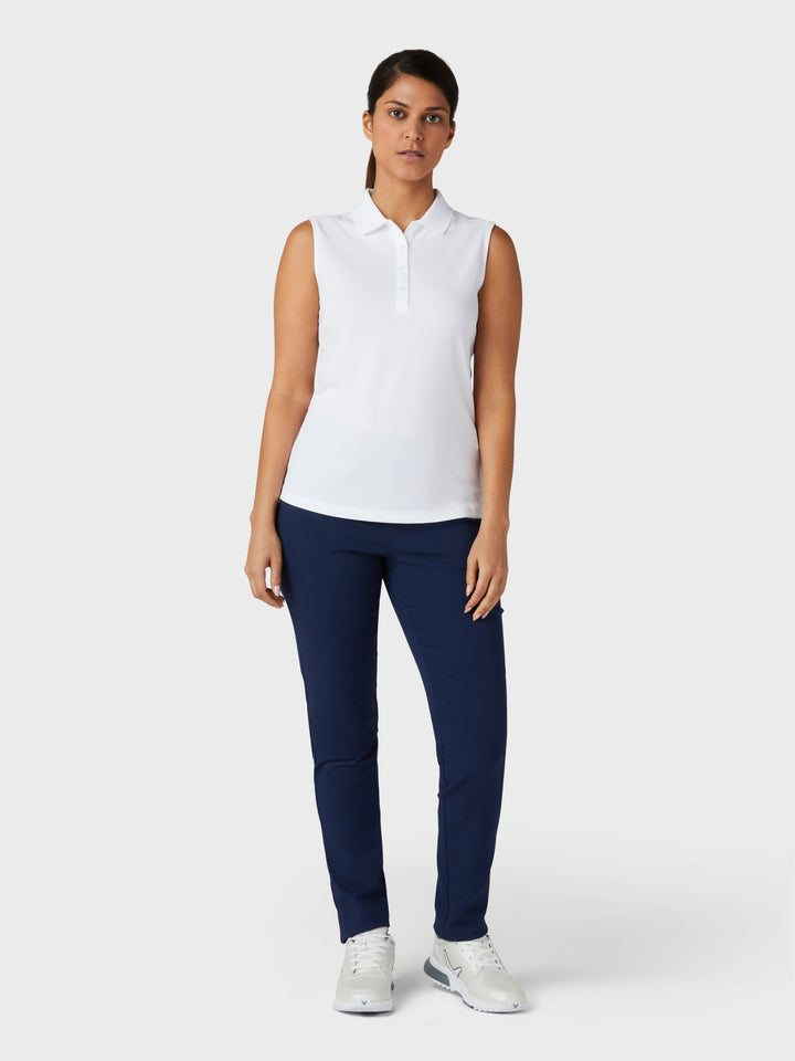 Sleeveless Solid Knit Polo (Bright White) 