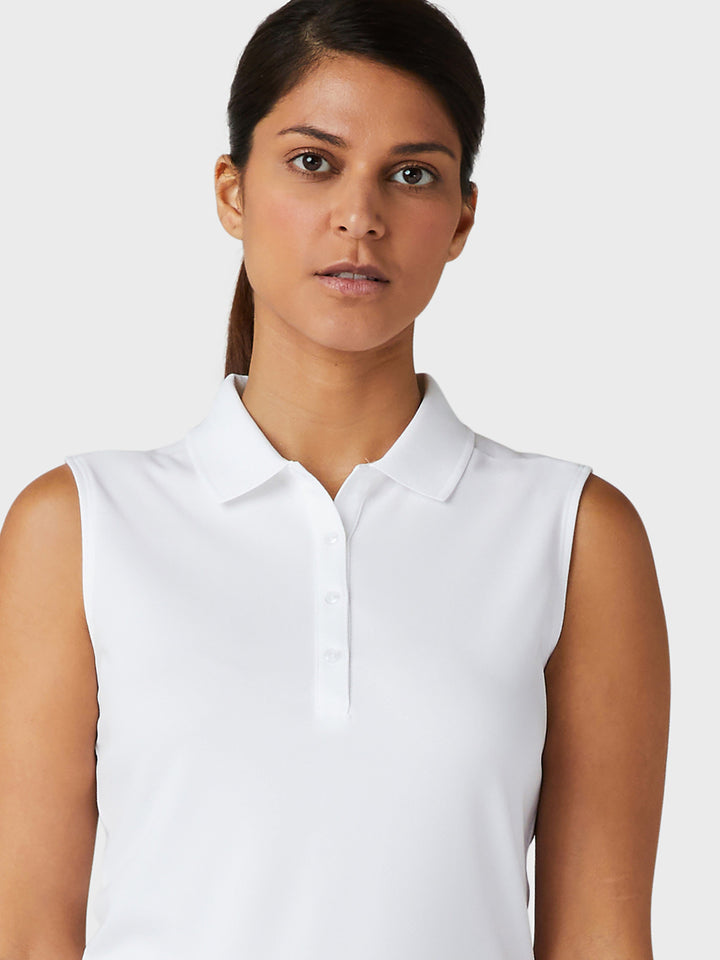 Sleeveless Solid Knit Polo (Bright White) 