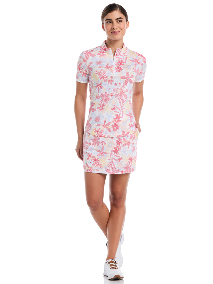 16" Abstract Floral Print Color Block Golf Skort (Bittersweet) 