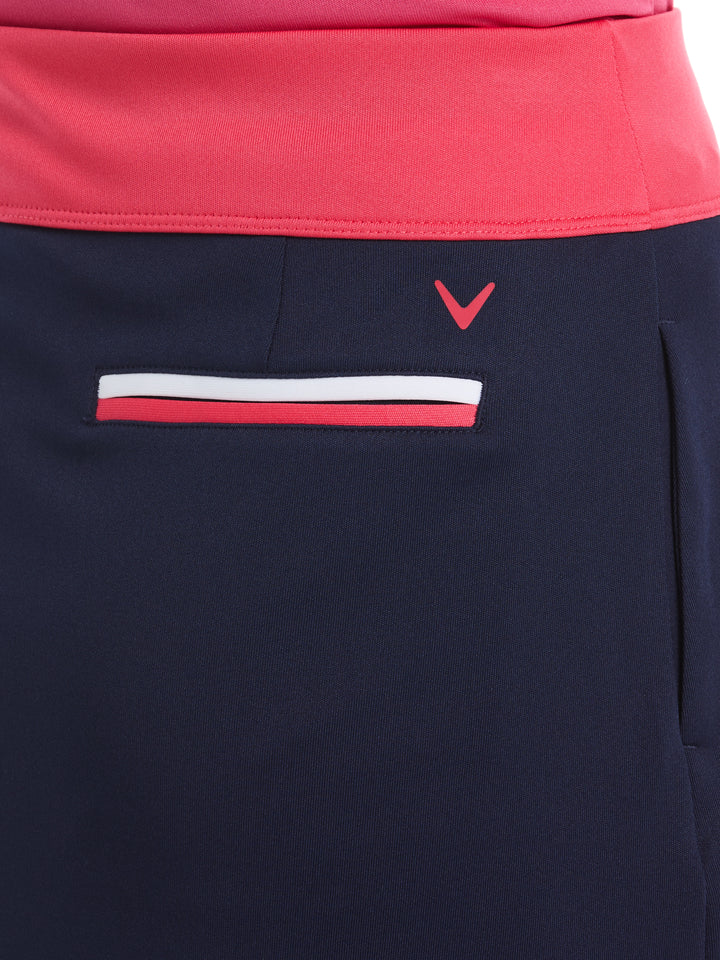 Womens Color Block Wrap Golf Skort (Peacoat) 