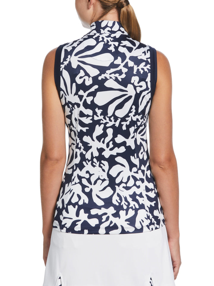 Abstract Floral Chev Motion Golf Polo (Peacoat) 