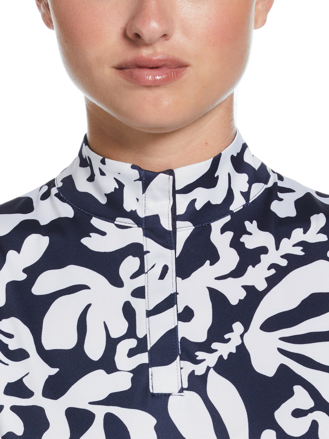 Abstract Floral Chev Motion Golf Polo (Peacoat) 