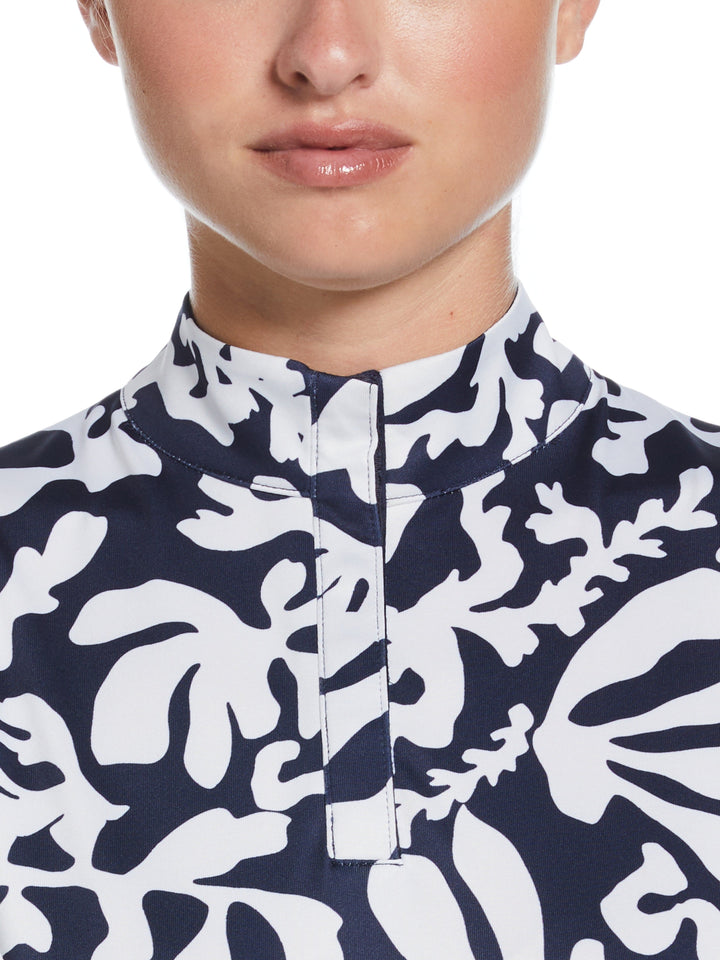 Abstract Floral Chev Motion Golf Polo (Peacoat) 