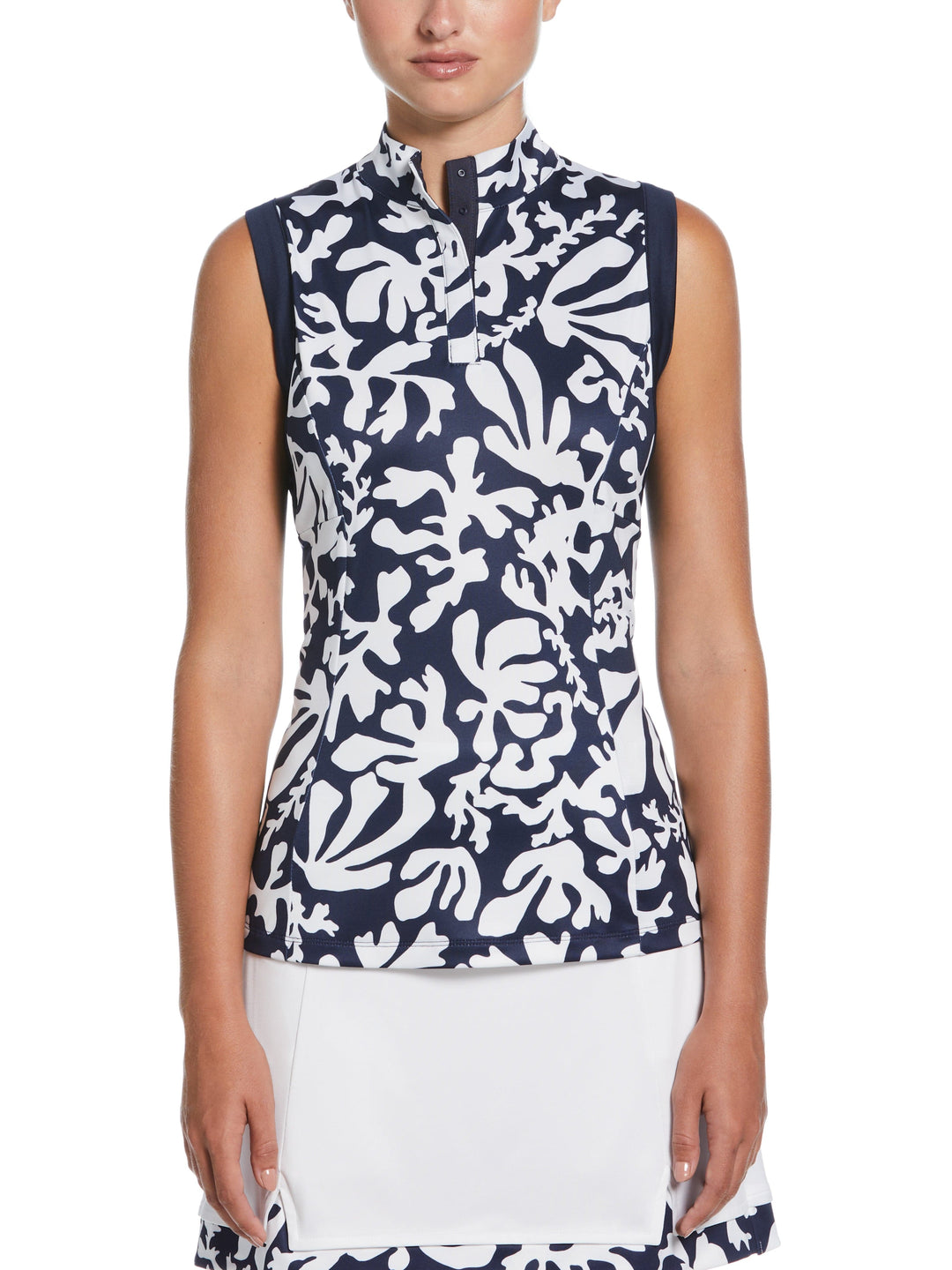 Abstract Floral Chev Motion Golf Polo (Peacoat) 