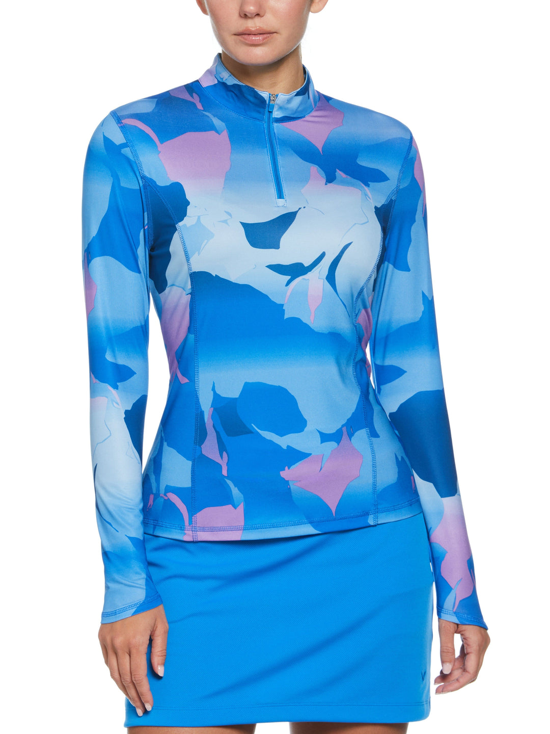 Abstract Gradient Print Sun Protection Golf Shirt (Blue Sea Star) 