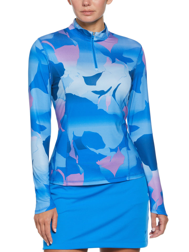 Abstract Gradient Print Sun Protection Golf Shirt (Blue Sea Star) 