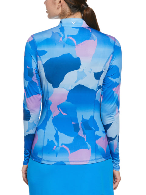 Abstract Gradient Print Sun Protection Golf Shirt (Blue Sea Star) 