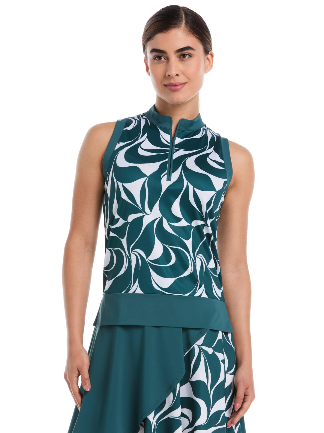 Abstract Swirl Print Golf Top (Atlantic Deep) 