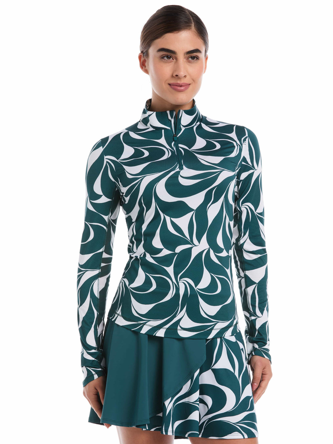 Abstract Swirl Print Golf Top (Atlantic Deep) 