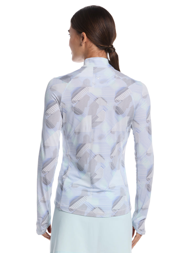 Women's Active Geo Print Long Sleeve Golf Shirt (Brilliant White) 