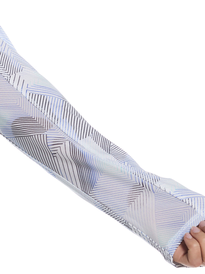 Women's Active Geo Print Long Sleeve Golf Shirt (Brilliant White) 