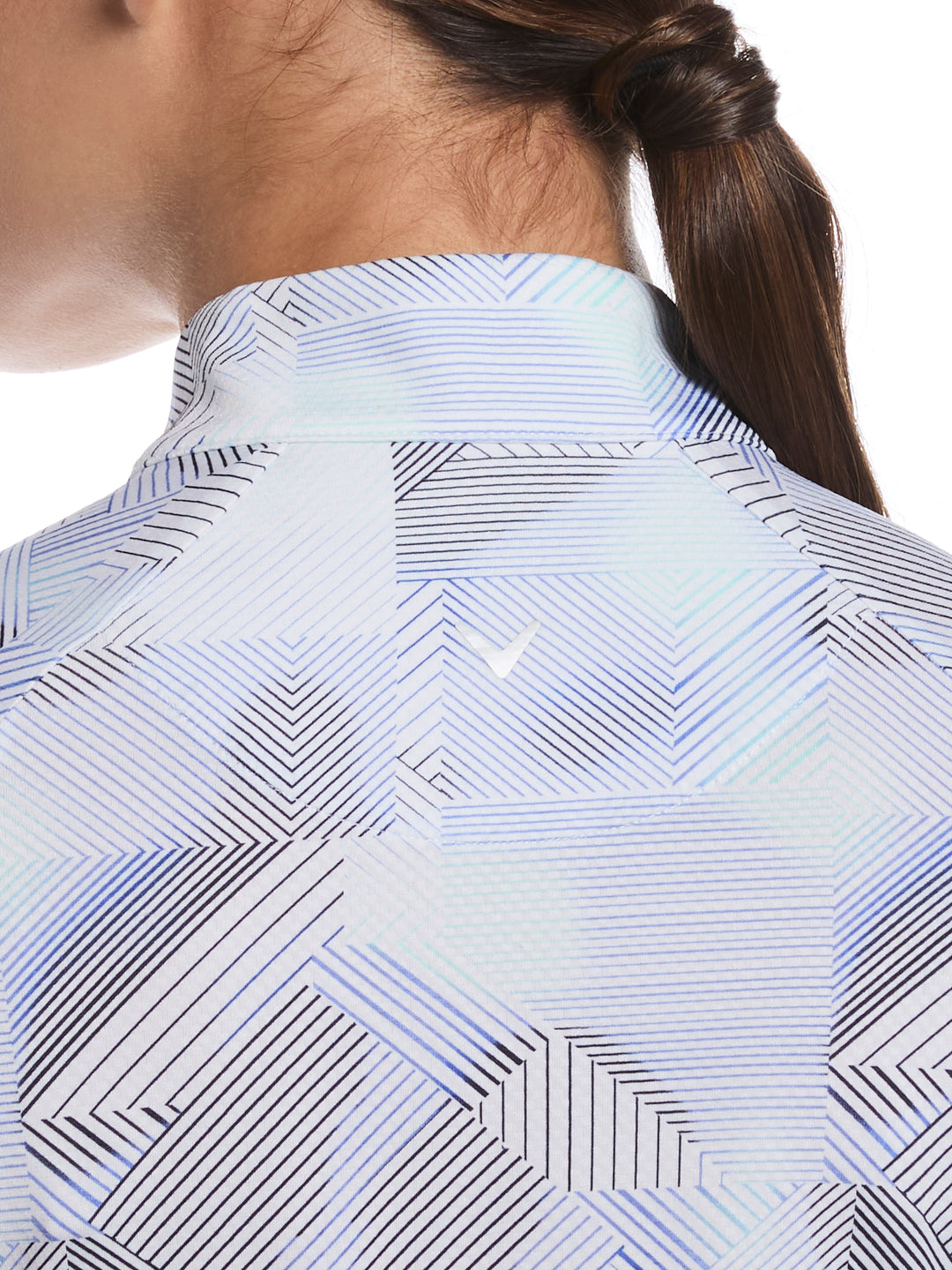 Women's Active Geo Print Long Sleeve Golf Shirt (Brilliant White) 