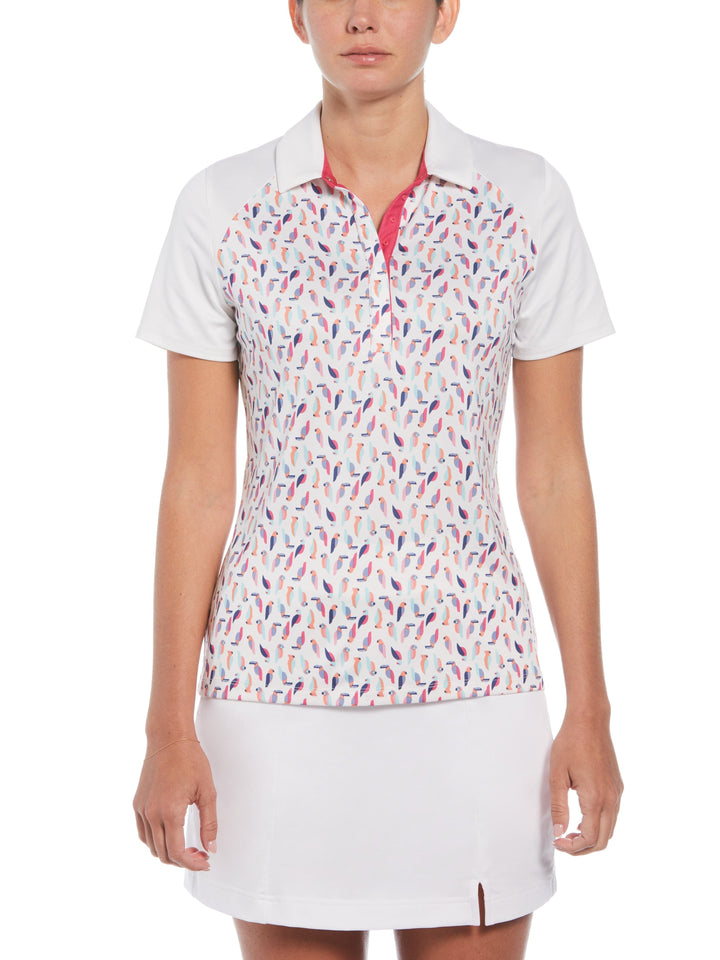 Birdie and Eagle Print Golf Polo (Brilliant White) 