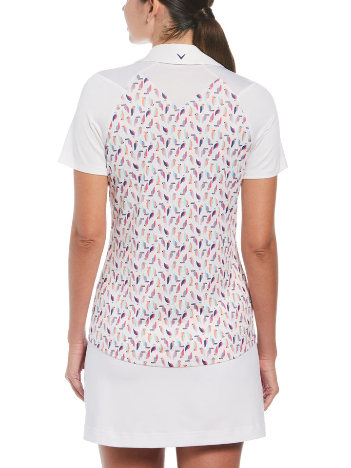 Birdie and Eagle Print Golf Polo (Brilliant White) 